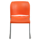 Chaise empilable orange profilée HERCULES d’une capacité de 880 lb à dossier complet avec base traîneau enduite de poudre grise-Patins glisseurs en plastique protecteurs de plancher