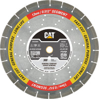 CAT - La lame de scie diamantée à jante segmentée de 12 po-Segments de coupe haute vitesse: Conçus pour un enlèvement rapide de matière avec un minimum de résistance