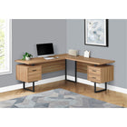 Monarch Specialties - 7612 Bureau 70 po - Faux Bois Pale/Metal Noir/Face L/R-Le dessus de bureau flottante extra-large libère le dessus des unités de rangement pour les utiliser comme surfaces supplémentaires