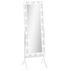 HOMCOM - Miroir pleine longueur avec lumières et angles réglables - 18,4 po l x 60,2 po H - blanc-Réflexion en pied permettant de vérifier votre tenue de la tête aux pieds 