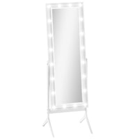 HOMCOM - Miroir pleine longueur avec lumières et angles réglables - 18,4 po l x 60,2 po H - blanc-Réflexion en pied permettant de vérifier votre tenue de la tête aux pieds 