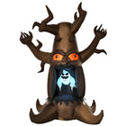 HOMCOM - Décoration gonflable d'extérieur LED de 8 pieds pour Halloween - Fantôme blanc - Marron-La cour gonflable de 8 pieds de haut comprend un fantôme émergeant d'un arbre d'Halloween  