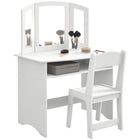 Qaba - Coiffeuse pour enfants avec miroir pliant, tabouret et étagère de rangement - Blanc-Colour: White 
