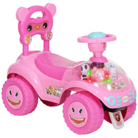 Qaba - Voiture pousse-pousse pour tout-petits avec musique, éclairage - rose-La conception de sécurité comprend un dossier haut et un dispositif anti-basculement pour un jeu sécurisé 