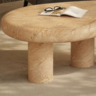 Modway - Elowen Intérieur - Terrasse extérieure Faux travertin texturé Table basse - Travertin-Pieds cylindriques