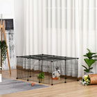 PawHut - Parc pour cochons d’Inde et lapins 16 panneaux avec porte - taille de chaque panneau 14 po x 18 po-Fabriqué en fil métallique solide avec une finition enduite de poudre, assurant une cage stable pour une utilisation quotidienne 