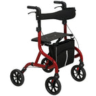 HOMCOM - Déambulateur pliable avec siège pour personnes âgées, 4 roues - rouge-Le réglage de la hauteur à cinq niveaux convient aux utilisateurs mesurant de 63 po à 74,8 po (160-190 cm) et se règle facilement grâce à un bouton 
