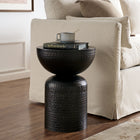 Modway - Mella Métal martelé Table d’appoint - Noir-Conception de tambours sur piédestal