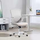HOMCOM - Chaise de bureau ergonomique avec soutien lombaire - gris-Accoudoirs relevables pour maximiser l’espace, rendant ce fauteuil de bureau idéal pour les petits espaces 