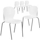 Flash Furniture - Chaise empilable blanche de la série HERCULES, capacité de 551 lb-Ensemble de 5 chaises empilables polyvalentes
