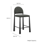 Modway - Hayley Tissu rembourré Tabouret de comptoir - Anthracite noire-Dossier en demi-lune arqué