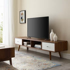 Modway - Transmit Console multimédia 70 po Bois Meuble TV, Blanc noyer-Deux tiroirs glissants à extension complète
