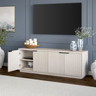 Hudson&Canal - Meuble TV Mansfield pour téléviseurs jusqu'à 78" - Blanc aulne-Dimensions du produit : 15,5" L x 70" l x 24" H
