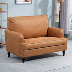 HOMCOM chaise d’appoint 45 po avec large assise pour salon - brun-L’assise extra-large et les longs accoudoirs augmentent la détente  
