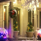 HOMCOM - Lot de 2 petits sapins de Noël éclairés - vert - 2 pieds-Lumières LED blanc chaud avec minuterie de 6 heures pour une faible consommation d'énergie 