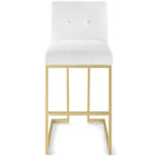 Modway - Privy Acier inoxydable doré Tissu rembourré Tabouret de bar - Or Blanc-Aucune assemblée requise