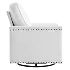 Modway - Ashton Tissu rembourré Chaise pivotante - Blanc-Pieds en bois massif