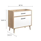 Modway - Maverick 36" Lavabo de l’armoire à vanité de la salle de bain non inclus - Oak White-9