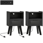 HOMCOM - Tables de nuit modernes avec station de charge - noir - ensemble de 2-Deux tables d’appoint sont équipées de stations de charge intégrées pour plus de commodité 