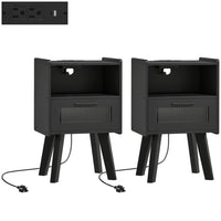 HOMCOM - Tables de nuit modernes avec station de charge - noir - ensemble de 2-Deux tables d’appoint sont équipées de stations de charge intégrées pour plus de commodité 