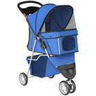 PawHut - Poussette pour chien pliable à 3 roues avec panier de rangement, frein, auvent réglable - bleu-Conception légère et pliable qui simplifie le rangement et le transport 