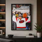Frameworth - Frederik Andersen Toile encadrée 20 po H x 29 po l Carolina Hurricanes Champions de la Coupe Stanley 2026 - Sous licence officielle LNH/AJLNH-Encadre professionnellement au Canada par Frameworth Sports Marketing