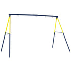 Qaba - Ensemble portique à balançoire 2 places pour enfants avec piquets de fixation au sol - bleu-Comprend un cadre en A robuste et des piquets de fixation au sol, supportant jusqu'à 150 kg 