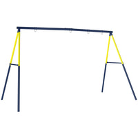 Qaba - Ensemble portique à balançoire 2 places pour enfants avec piquets de fixation au sol - bleu-Comprend un cadre en A robuste et des piquets de fixation au sol, supportant jusqu'à 150 kg 