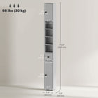Kleankin - Armoire de rangement de salle de bain avec étagères et porte-papier toilette - gris-Les charnières en acier de qualité permettent une ouverture et une fermeture de porte en douceur 