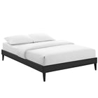 Modway - Tessie Vinyle Cadre de lit complet avec pieds carrés effilés, Noir-Dix lattes de support en bois 