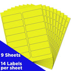 JAM Paper Étiquettes postales, 1 1/3 x 4 po, jaune néon, 252/paquet-Jaune néon