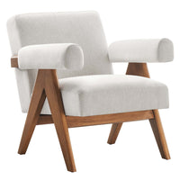 Modway - Lyra Tissu Fauteuil - Tissu ivoire-Conception ergonomique pour le confort