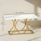 HOMCOM - Table à manger 59 po pour cuisine et salle à manger - blanc-Le piètement en métal avec revêtement en poudre résiste à la corrosion et à l'usure 