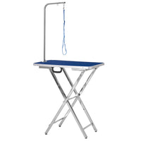 PawHut - Table de Toilettage pour Chiens Pliable pour Chiens de Taille Moyenne - Bleu-Cadre en métal robuste avec pieds antidérapants pour plus de stabilité