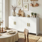 HOMCOM - Buffet moderne 60 po pour téléviseurs jusqu’à 72 po avec portes à fermeture douce - grain de bois blanc-Le vaste espace de rangement dissimulé garde les objets organisés et sans encombrement 
