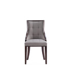 Manhattan Comfort - Lot de 2 chaises de salle à manger traditionnelles Fifth Avenue 47 cm, revêtement similicuir gris-Piètement standard à 4 pieds