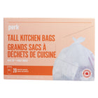 Perk  - Grands sacs à ordures pour cuisine - dessus ondulé - 24 po x 30 po - blanc - Paquet de 20-Sacs à ordures durables et robustes en plastique