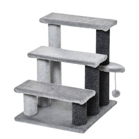 PawHut - Escalier pour chat 3 marches, petit arbre avec jouet - 17,5 po x 15,5 po x 19 po-Pour les chats âgés ou ceux ayant des problèmes de mobilité afin d’atteindre des endroits en hauteur 