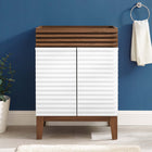 Modway - Render 24" Armoire de toilette de salle de bain (lavabo non inclus) - Noyer blanc-Coiffeuse à grains de noyer