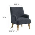 Modway - Ellington Tissu tapis Fauteuil d’accent - Bleu ardoise-Tissu tissé Slub Weave Tissage