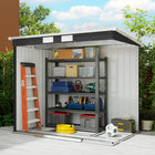 Outsunny - Abri de rangement extérieur adossé 7 pi x 4 pi avec kit de fondation-Porte double coulissante pour un accès facile. Peut être verrouillée, cadenas non inclus
