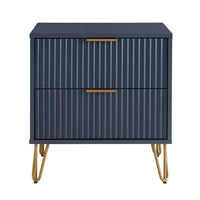 Manhattan Comfort - Table de nuit moderne DUMBO 51 cm à 2 tiroirs - Bleu Minuit-Moderne-contemporain avec une touche de glamour - Table de nuit pour chambre et salon