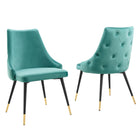 Modway - Adorn Performance Velvet Fauteuil d’appoint de salle à manger Ensemble de 2 - Sarcelle-Chaise à manger vintage moderne d’accent