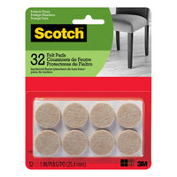 Scotch - Coussinets de feutre ronds, beiges, 2,54 cm (1 po), Paquet de 32-Conception facile à appliquer et autoadhésive