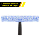 Gritt Commercial - Lave-vitres pivotant robuste de 18 po - Usage commercial-Le manche pivote à 180° pour atteindre facilement les coins, les rebords et les appuis de fenêtre