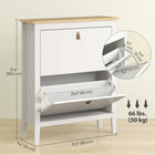 HOMCOM - Armoire à chaussures avec 2 tiroirs rabattables au design étroit - blanc-Surface supérieure plate pour poser des objets et des décorations 