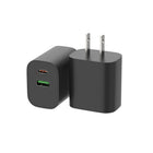 Evry - Chargeur mural 30 W USB-A et USB-C - Noir-2,4 po L x 1,2 po l x 1,7 po H