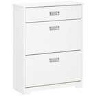 HOMCOM - Armoire à chaussures moderne avec 3 tiroirs pour 16 paires - blanc-Deux tiroirs basculants, un tiroir coulissant et un plateau offrent un grand espace de rangement et d’exposition   