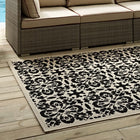Modway - Ariana Treillis floraux vintage à l’intérieur et à l’extérieur Tapis de 5 pi l x 8 pi L - Noir et beige-Dessous en caoutchouc de prise