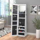 HOMCOM - Armoire à bijaux avec miroir - 15 po L x 15 po l x 61,75 po H - blanc-Comprend un grand miroir pleine longueur et un petit miroir intérieur pour faciliter le port de bijoux et le maquillage 